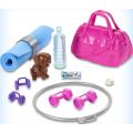 Barbie Wellness Fitness - rødhåret dukke med treningsutstyr og valp