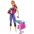 Barbie Wellness Fitness - rødhåret dukke med treningsutstyr og valp