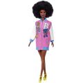 Barbie Fashionistas #156 - dukke med svart afrohår, blå leppestift og lettermankjole