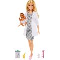 Barbie karrieredukke - barnelege dukkesett - blond doktordukke med baby og tilbehør