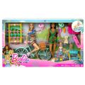 Barbie Summer Staycation - lekesett med 3 dukker, 2 valper, sykkel og ferie-tilbehør