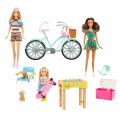 Barbie Summer Staycation - lekset med 3 dockor, 2 valpar, cykel och semestertillbehör