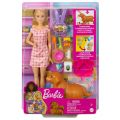 Barbie and Newborn Pups Color Change - docka med hund och 3 valpar samt tillbehör - med vatteneffekter