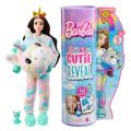 Barbie Cutie Reveal Dreamland fantasy Unicorn - docka med rosa och turkos enhörningsdräkt och husdjur - 10 överraskningar