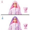 Barbie Cutie Reveal Teddy - Cozy Cute Tees dukke med rosa bamsekostyme og kjæledyr - 10 overraskelser