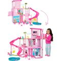 Barbie Dreamhouse dukkehus med 3 etager, rutsjebane, møbler og tilbehør