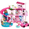 Barbie Dreamhouse dockhus med 3 våningar, rutschkana, möbler och tillbehör