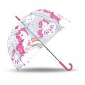 Enhjørning paraply 46 cm - gjennomsiktig