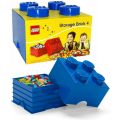 LEGO Storage Brick 4 - opbevaringsklods med låg - 25 x 25 cm - Bright Blue