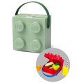 LEGO Storage matlåda med handtag - stor LEGO-kloss med 4 knoppar - sand green