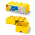 LEGO Storage Brick Drawer 8 - stor oppbevaringskloss med 2 skuffer - 50 x 25 cm - bright yellow