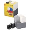 LEGO Storage Brick multi-pack - 4 forskjellige oppbevaringsklosser - black, grey, dark grey, white