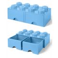 LEGO Storage Brick Drawer 8 - stor opbevaringsklods med 2 skuffer - 50 x 25 cm - Light Royal Blue