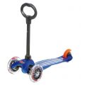 Micro Mini 3in1 Blue sparkesykkel med tre hjul - med avtagbart sete og barnehåndtak - blå