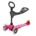 Micro Mini 3in1 Deluxe pink sparkesykkel med tre hjul - med avtagbart sete og barnehåndtak - rosa