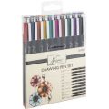 Nassau Fine Art Pigment Liner pennor  i set - 10 färgpennor
