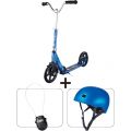 Micro sparkesykkelpakke blå: Sparkesykkel + Sykkellås + Hjelm