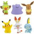 Pokemon Battle Figure 6 pack - Pokemon Pikachu, Eevee, Sobble, Scorbunny, Ditto og Grookey figurer - 5 cm