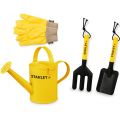 Stanley trädgårdspaket i metall för barn - handskar, spade, kratta och vattenkanna - gul