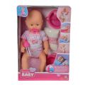 New Born Baby docka som dricker och kissar - med tillbehör - 38 cm