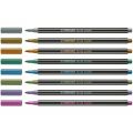 STABILO Pen 68 Metallic - 8 tusjer i forskjellige metalliske farger
