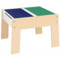 Lekebord i tre med integrerte byggeplater - passer til små byggeklosser - oppbevaringsrom under platene 