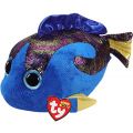 Ty Beanie Boos Aqua gosedjur regular - blå fisk med skimrande detaljer 15 cm