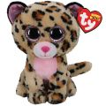 Ty Beanie Boos Livvie bamse regular- brun og lyserød leopard - 15 cm