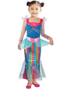 Barbie havfrue kostyme 4-5 år - Lang kjole med tyll belte 11664.4-5