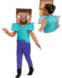 Minecraft Steve utkledning med maske og overdel - størrelse 7-8 år 124859K-15L