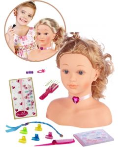 Princess Coralie sminkedukke - frisørhode med tilbehør til sminke og hår 5240