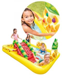 Intex Fun'n Fruity Play lekesenter - oppblåsbart basseng med sklie og ringspill - 243 x 182 x 60 cm 57158NP