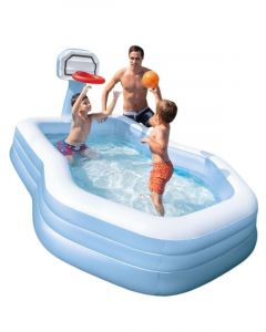 Intex Swim Center Shooting Hoops Pool - oppblåsbart basseng med basketball og basketballkurv - 628 liter 57183NP