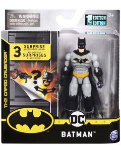 Batman actionfigur 10 cm - Batman i grå drakt - med 3 overraskelser 6055408