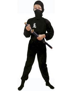 Svart Ninja kostyme 5-7 år - genser med hette, bukse og maske  61105M