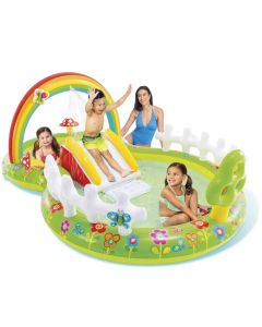 Intex My Garden Play lekesenter - oppblåsbart basseng med sklie og regnbue-dusj - 290 x 180 x 104 cm 657154NP