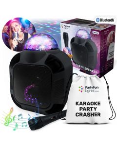 PartyFun Lights Karaoke Party Speaker - Høyttaler med diskokule og mikrofon - sort 86014