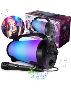 PartyFun Lights Karaoke Party Speaker - Høyttaler med LED-lys og mikrofon 86026