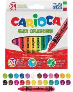 Carioca Wax Crayons fargestifter - 24 farger 950018