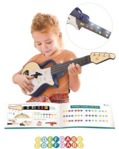 Hape elektrisk ukulele med lys og lyd - lær med lys - blå E0625