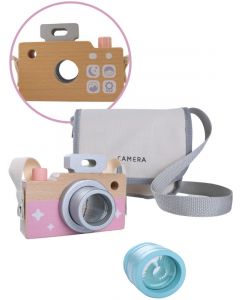 EduFun lekekamera i tre med to objektiv og kameraveske 2604-Pink