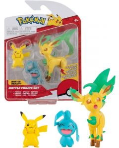 Pokemon Battle Figure 3 pack figurer - Pikachu, Wynaut, Leafeon - 5 och 8 cm PKW0178