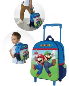 Super Mario resväska och ryggsäck med hjul och två fack SUMA7661