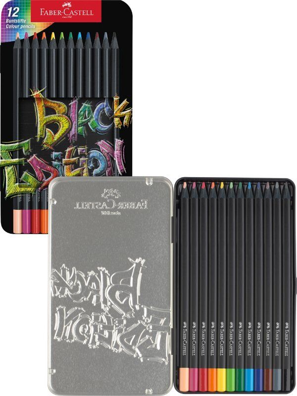Faber-Castell Black Edition fargeblyanter i metallskrin