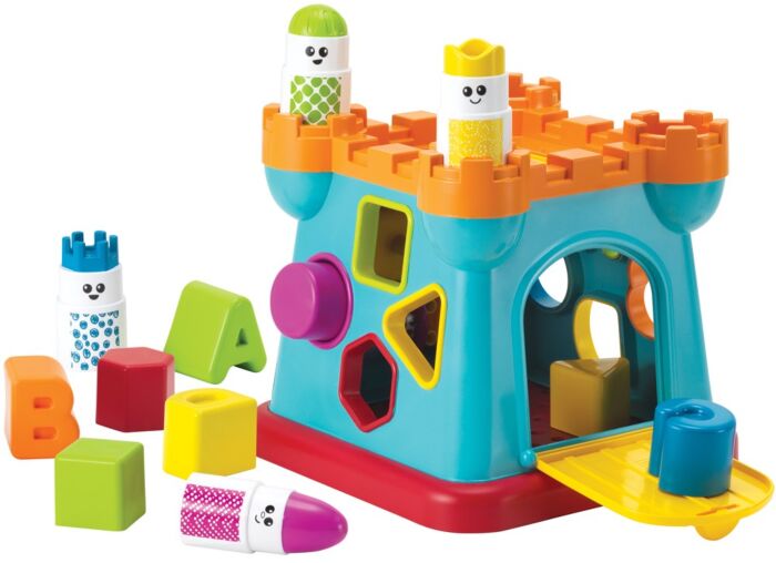 Bkids Activity Shape Sorting Castle aktivitetslegetøj - slot med stablefigurer, klodser og mere - 13 dele