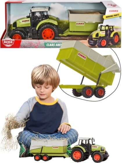 Dickie Toys Claas Ares traktor med tipphenger - 57 cm lang