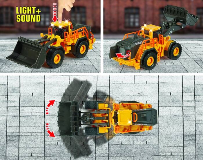 Majorette Volvo hjullastare med ljus och ljud - 21 cm lång