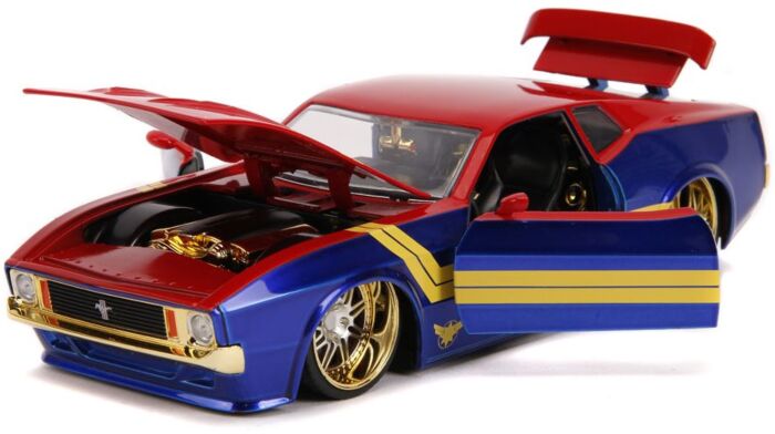 Avengers Captain Marvel bil - Ford Mustang Mach 1 med figur - 17,5 cm lång