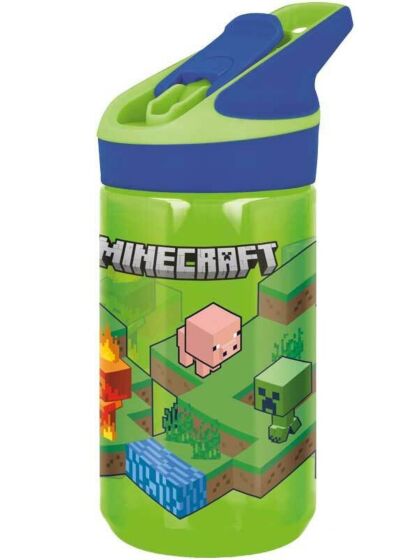 Minecraft Vannflaske med sugerør - grønn og blå 620 ml