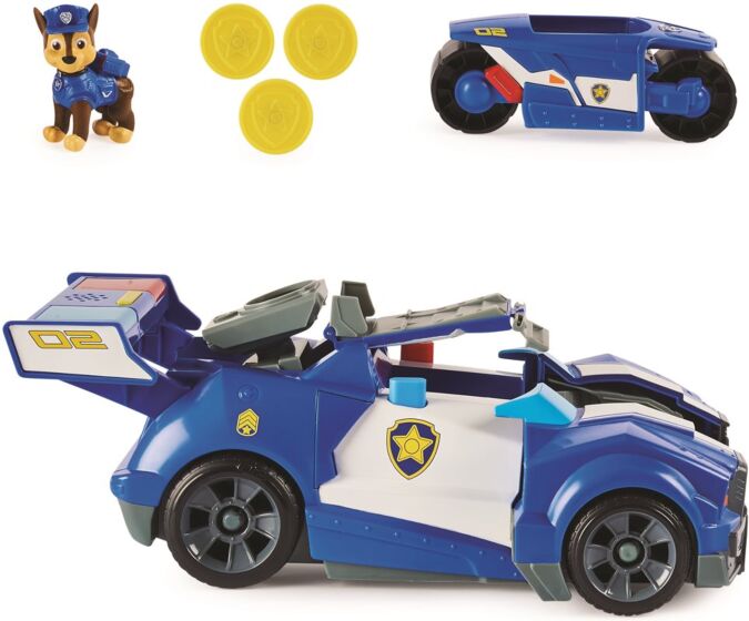 PAW Patrol Movie Chase Transforming City Cruiser - figur og 2-i-1 køretøj med lys og lyd